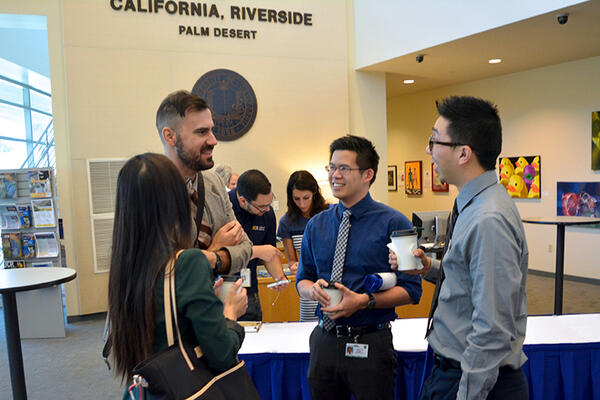 students at check in table