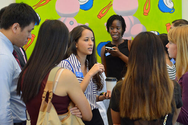 students at reception